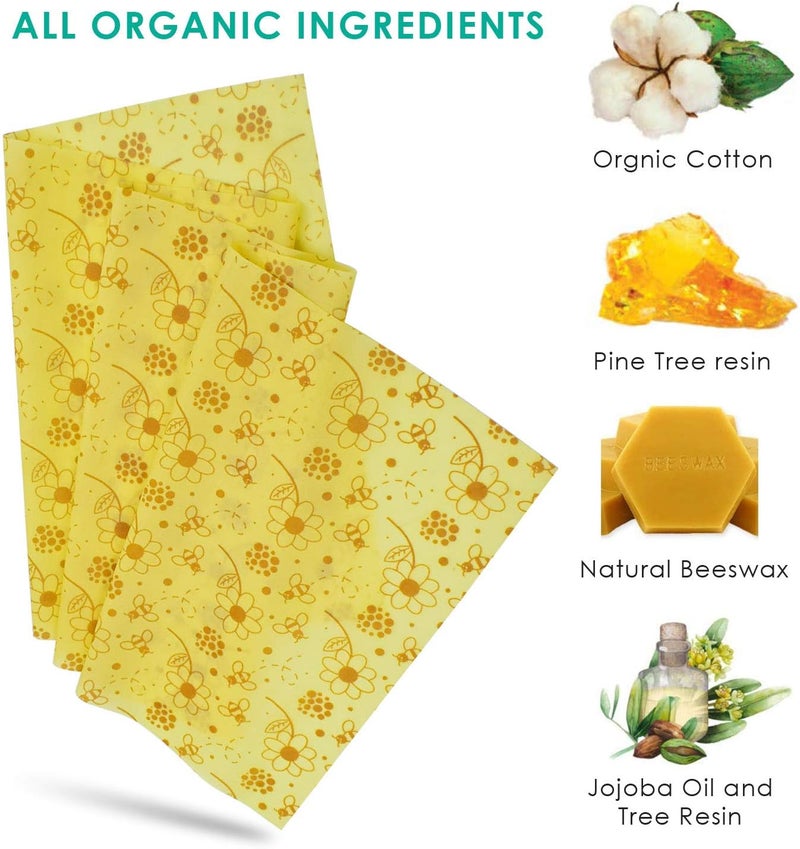 ERKOON Reusable Beeswax Food Wraps, 13x39 Inch Eco-Friendly Beeswax Wraps for Bread Sustainable Food Storage Wraps Beeswax Paper Roll for Sandwich, Cheese - Image 3